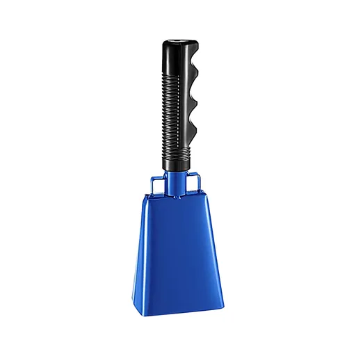 1 Piece 120 dB Brass Cowbell, sports bell with non slip handle and adjustable strap for baseball football events and cheering, Blue