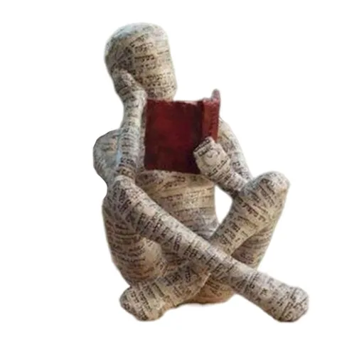 Vintage Reading Woman Figurine Pulp Lady Reading Bookshelf Decor Resin Statue Crafts Gifts Figures for Home Library Office Desktop