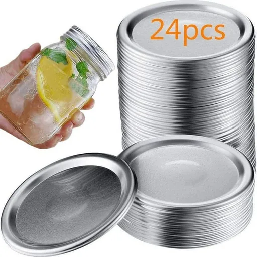 24 Pcs [Wide Mouth] Canning Lids for Ball, Kerr Jars - Split-Type Metal Mason Jar Lids for Canning - Food Grade Material,Fit & Airtight for Regular Mouth Jars (86mm)