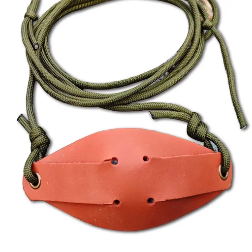 Leather Shepherd Sling Handmade Paracord Shepherds Sling Rock Thrower Old-Fashioned Slingshot（orange-red）