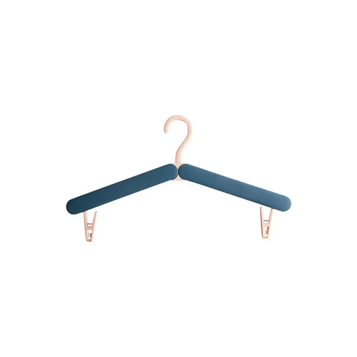 2PCS Blue Portable Travel Hanger with Hidden Clips - Lightweight Folding Clothes Hanger for Socks and Small Items