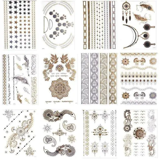 3pcs Metallic Tattoo Gold Silver Multicolor Flash Tattoo