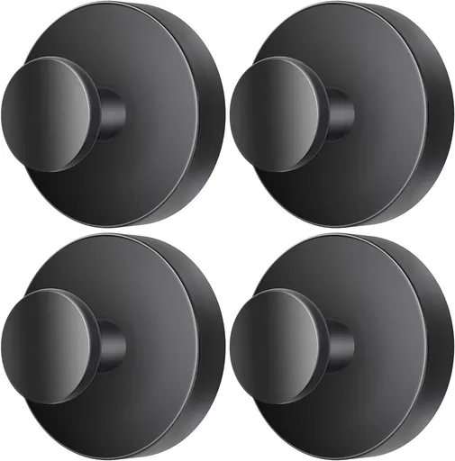 2026 Upgraded Drill-Free Suction Cup Hooks, Stainless Steel Suction Cup Hooks for Shower, Mirror, Wall, Bathroom, Glass, Hanging Towels - 4 Pack, Black
