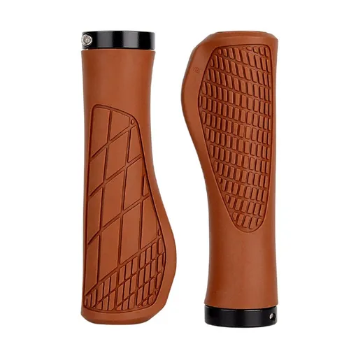 Ergonomic Design Mountain Bike Grips, Comfortable Bicycle Handlebar Grips, Single Lock-on and Non-Slip MTB Handle, Fit MTB, E-Bike, Hybrid, Scooter（brown）