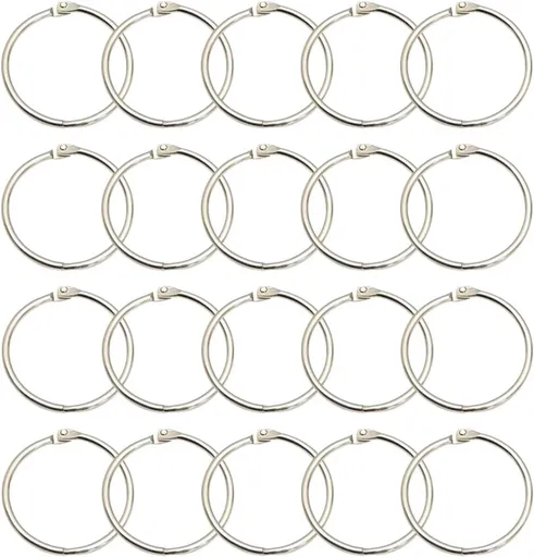 20 pieces - 55 mm - Book rings - metal ring binders - Binding ring - for loose sheets - card ring binder - keychain - for scrapbooking, album, crafting - for organizing and binding loose cards and recipes - silver