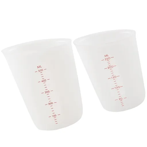 2Pcs Silicone Measuring Cup White Liquid Container for Baking with Visible Graduations
