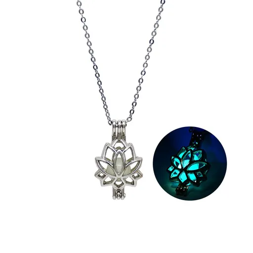 Pendant Necklace for Women Hollow Flower Lockets Necklace In many cultures the Lotus Flower symbolizes spiritual awareness