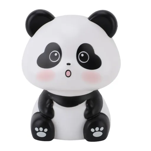 Solar Nodding Panda Figurine Decorative Luck Wealth Welcoming Animal Sculpture Ornament for Car Dashboard Home Restaurant Heart Eyes