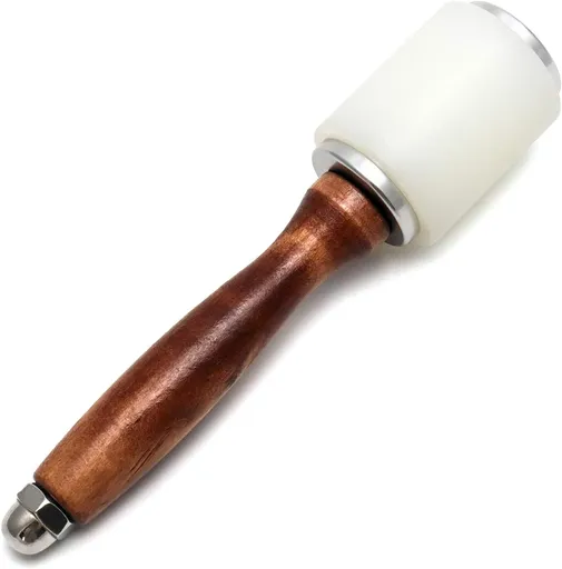 8inch Leather Carving Hammer, DIY Leathercraft Mallet with Nylon Straight Head Wood Handle, Sew Leather Cowhide Tool Kit