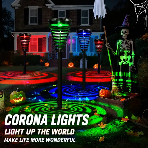 Solar-Powered Decorative Garden Light with RGB Color Modes and Warm White Option, Weatherproof Outdoor Patio Lantern for Festive Ambiance, Auto On/Off at Dusk, Ideal for Pathways, Yards, and Holiday Celebrations (4PCS, RGB Light+Cool White Light)