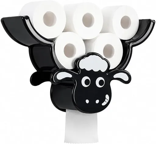Creative Sheep Toilet Paper Holder, Wall-Mounted Metal Tissue Storage Rack, Punch-Free Easy Installation Paper Towel Holder, Funny Home Decor for Bathroom