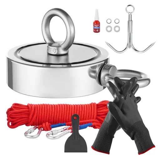 771 Kg Strong Fishing Magnet Kit Double Sided Pull Force Rope Carabiner
