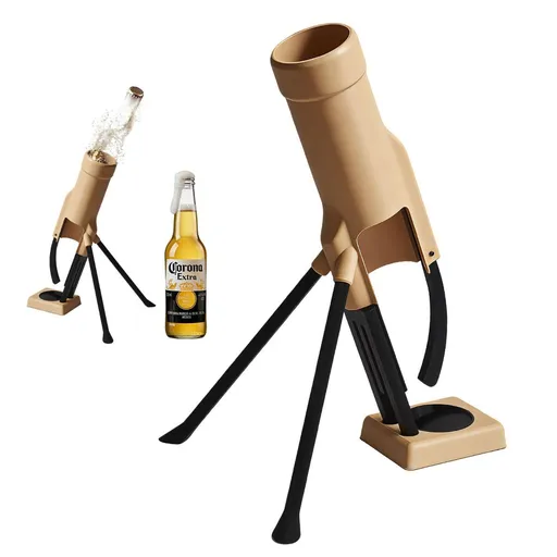 355ml 12oz Longneck Beer Mortar Bottle Opener – Heavy-Duty Tactical Cap Launcher, Hands-Free, Party & Home Bar Decor - Yellow - Size 1Pack