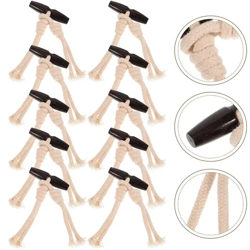 Cotton Rope and Resin Wooden Buttons, Beige, Multifunctional for Coats and , 10Pairs