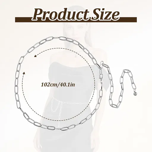 Silver Chain Belts for Women,Adjustable Womens Chain Belt Trendy Metal Belt for Jeans Dresses Pants