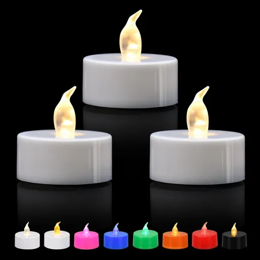 12 Pack Battery Operated LED Tea Lights, Flickering Warm White Flameless Candles for Weddings, Parties, Table Decor and Home Displays