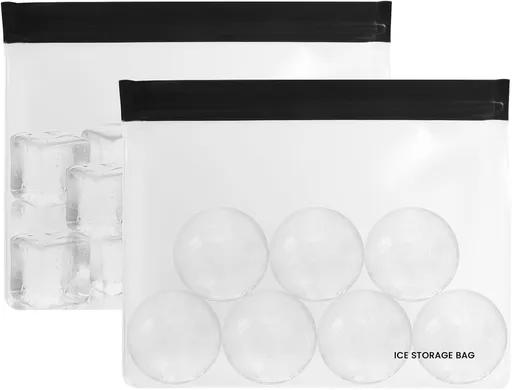 2pcs Reusable Ice Storage Bag - Freezer Safe Leak Proof Silicone and Plastic-Free Lunch Bag for Ice and Food Storage （Black 25.5 * 18.5 * 5CM）