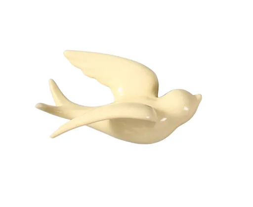 Ceramic 3D Bird Shape Wall Ornaments-Beige Yellow S