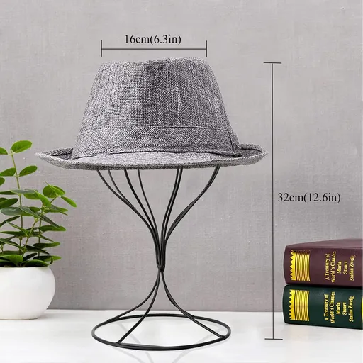 Metal Wig Stand Holder Hat Stand Display, 12.6inch Stable Sturdy Wig Head Holder, Durable Hat Holder Storage Stand, -Black