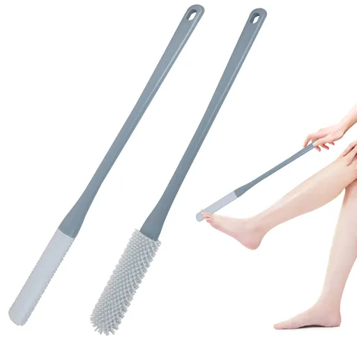 Shower with Long Handle Silicone Foot Brush Soft Skin Exfoliation Lotion Applicator for Foot Seniors,Elderly, Men and Women 2Pack
