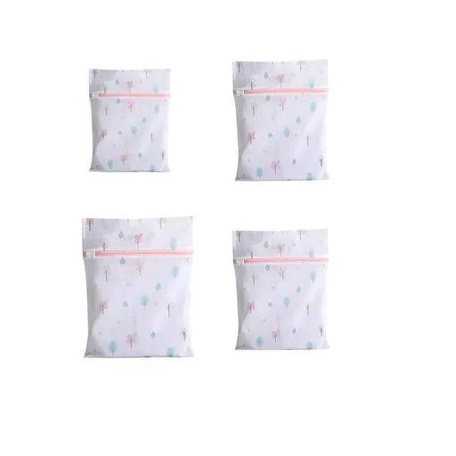 4Pcs Cute Delicates Wash Bag Laundry Lingerie Bra Washing Pack Set Clothes Case - Pink