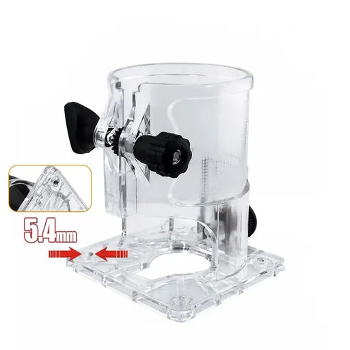 Transparent Router Base Protective Cover with Adjustable Knobs and Dust Port for Woodworking Trimming and Slotting, Compatible with Multiple Router Models, Clear PP Tool Accessory (Fully Transparent, 5.4mm)