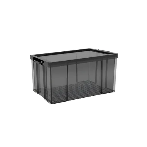 Plastic Storage Box 25L 50L Stackable Clear Front Clothes Organiser With Lid - 43x29x24.5cm