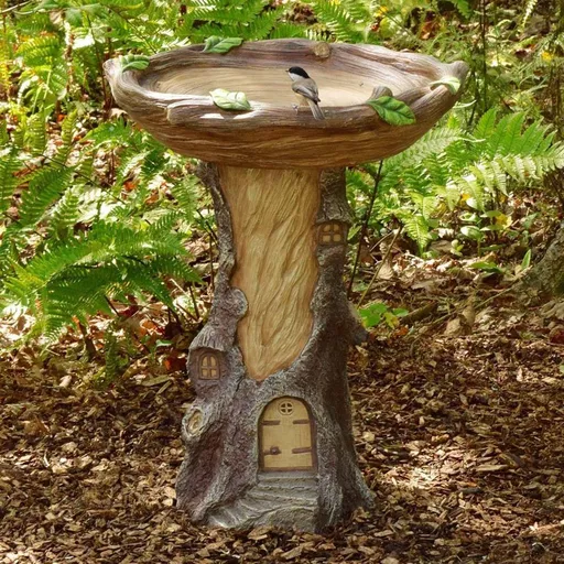 Resin Bird Bath Statue for Garden, Outdoor Decorative Bird Feeder & Water Fountain, Whimsical Yard Sculpture for Patio & Lawn(Treehouse)