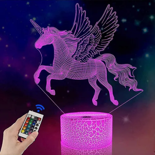 Unicorn Gifts for Grils3D Illusion Night Light Bedside Lamp wtih Remote Control 16 Colors Changing Dim Function