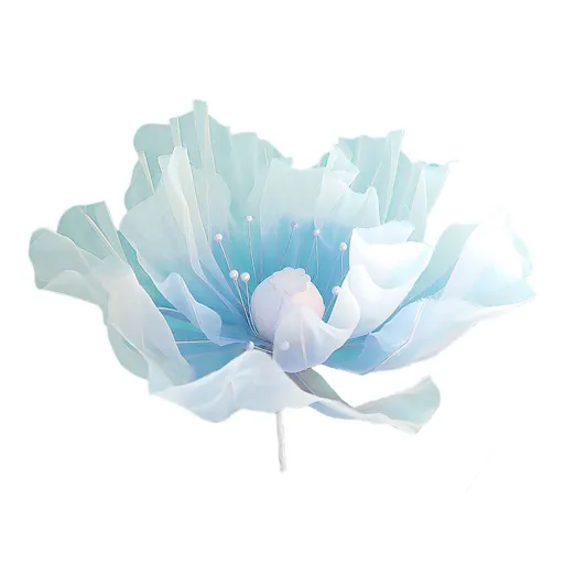 Sky Blue Artificial Silk Gauze Flower Outdoor Wedding Decoration Exquisite Foldable Artificial Large Flower