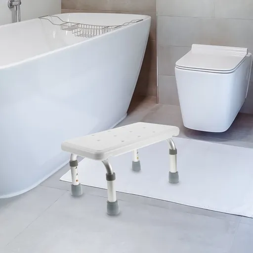 Adjustable Shower Seat for Elderly and Disabled, White Plastic Bath Chair with Non- Feet, Sturdy and Comfortable Design