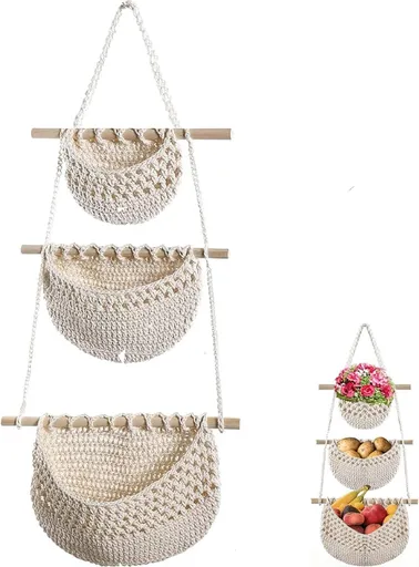 Hanging Organizer - Hanging Storage - Wall Organizer - Storage Bags - Hanging Wardrobe - Wall Bag - Over-the-Door Hanging Wall Organizer - Hanging Bag - Wall Basket - Fabric - Linen Hanging Basket - For Entrance, Wardrobe, Closet, Bathroom, Door - Wi