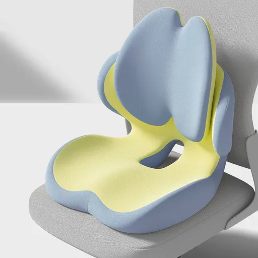 Ergonomic Memory Foam Seat Cushion with Lumbar Support Integrated Backrest Design Breathable Hollow Core for Office and Car Use