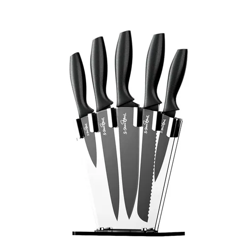 7-Piece Kitchen Knife Set with Sharpener, Stainless Steel Non-Stick Blades