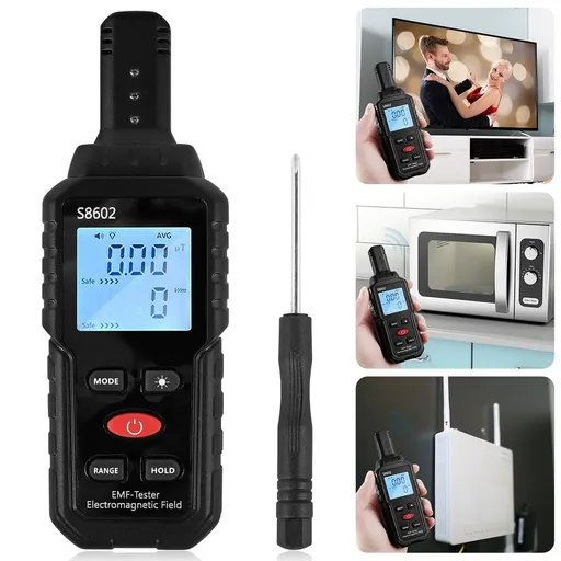 Electromagnetic Radiation Detector Professional 3 in 1 Handheld EMF Reader Portable EMF Meter with Sound Light Alarm Digital LCD EMF Tester for Home