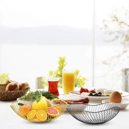 Fruit basket - fruit bowl - metal fruit bowl - 1 fruit basket - fruit basket - wire fruit basket - suitable for fruit, vegetables, groceries and decoration (black)