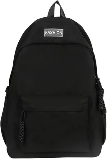 Waterproof School Backpack for Travel, Unisex Solid Color, Black