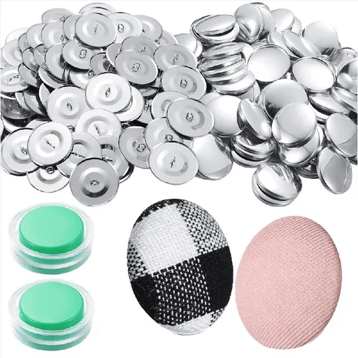 100 Sets Cover Buttons Kit with Tools Size to Self DIY Fabric Cloth 1.1 Inch