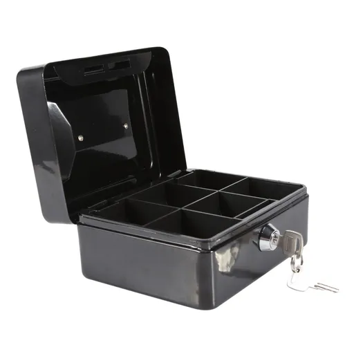 1Pc Mini Portable Iron Petty Lockable Cash Money Coin Safe Security Box Household (Black)