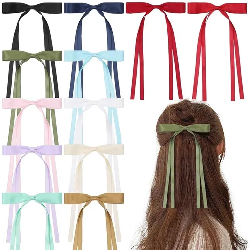 Hair Bows for Women, Hair Ribbon Hair Bows with Long Tail Hair Bow clips Hair Barrettes for Women Accessories