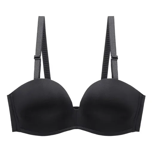 House Of Dasein Summer Smooth Anti-Slip Seamless Gathered Sexy Comfortable Daily Plus Size Single Bra - Black - 80B