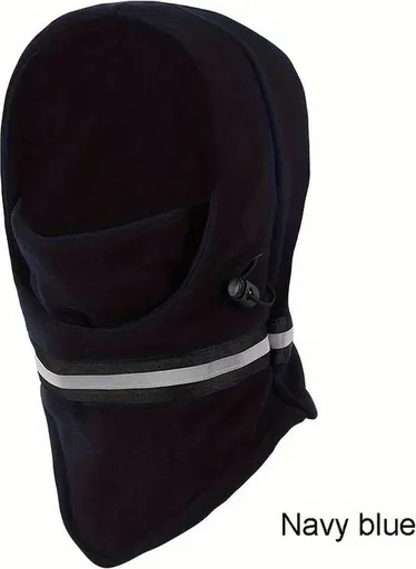 Adjustable Fleece Balaclava With Reflective Safety Strip | Neck Warmer | Windproof | UV Protection | Ski Mask | Scooter Mask | Winter Mask | Winter Hat | Dark Blue