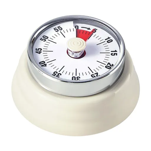 Elegant Stainless Steel Vintage Kitchen Timer with Magnetic Attachment - 60-Minute Countdown & Audible Alarm, Perfect for Cooking, Office Tasks, and Study Sessions (-Beige)