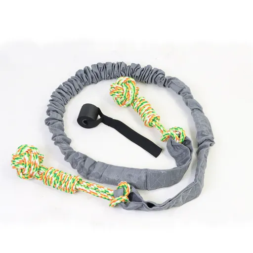 Grey And Colored Cotton Balls Interactive Bungee Dog Tug Toy - Hanging Rope Ball for Solo Play & Exercise