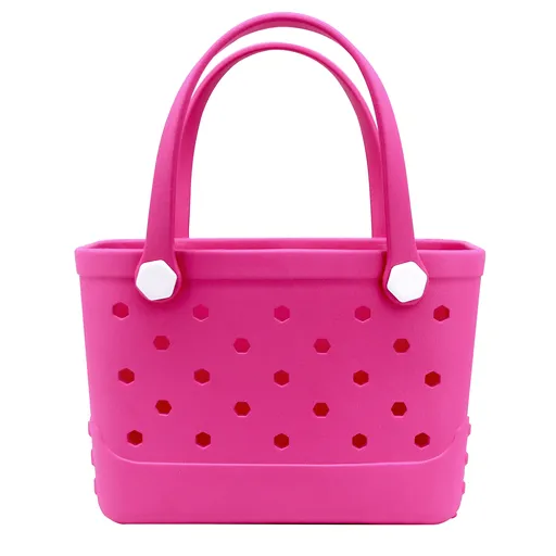 Waterproof Hexagon Mesh Beach Bag - Large Capacity Travel Storage Tote for Swimwear Towel Sunglasses - Rose Red Small 28x21x11cm