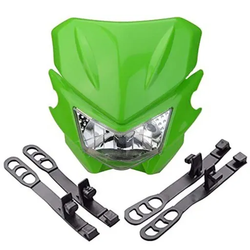 Motorcycle Dirt Bike Universal Headlights Fairing Light Headlamp Off road motorcycle ghost face Green