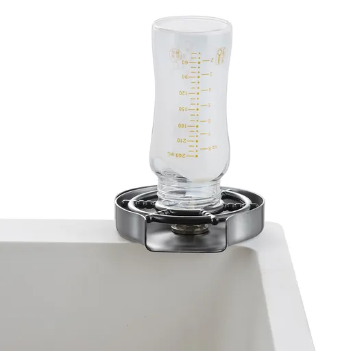 Glass Rinser 10-Hole Rotating Stainless Steel Washer ABS Cup Holder