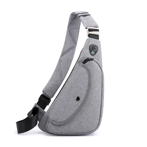 Grey Men's Nylon Fabric Chest Bag – Lightweight, Waterproof & Multi-Functional Crossbody Sling Bag