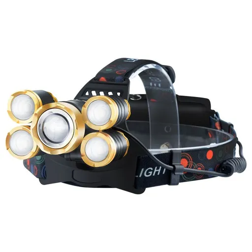 5 Pack T6 Headlamps High Power Waterproof Head Mounted Flashlights for Night Fishing