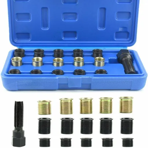 16 Pieces Spark Plug Thread Repair Kit, M14 x 1.25 mm Spark Plug Thread Repair Kit, M16 Tap with Portable Case, Spark Plug Repair Tool., Made of Steel